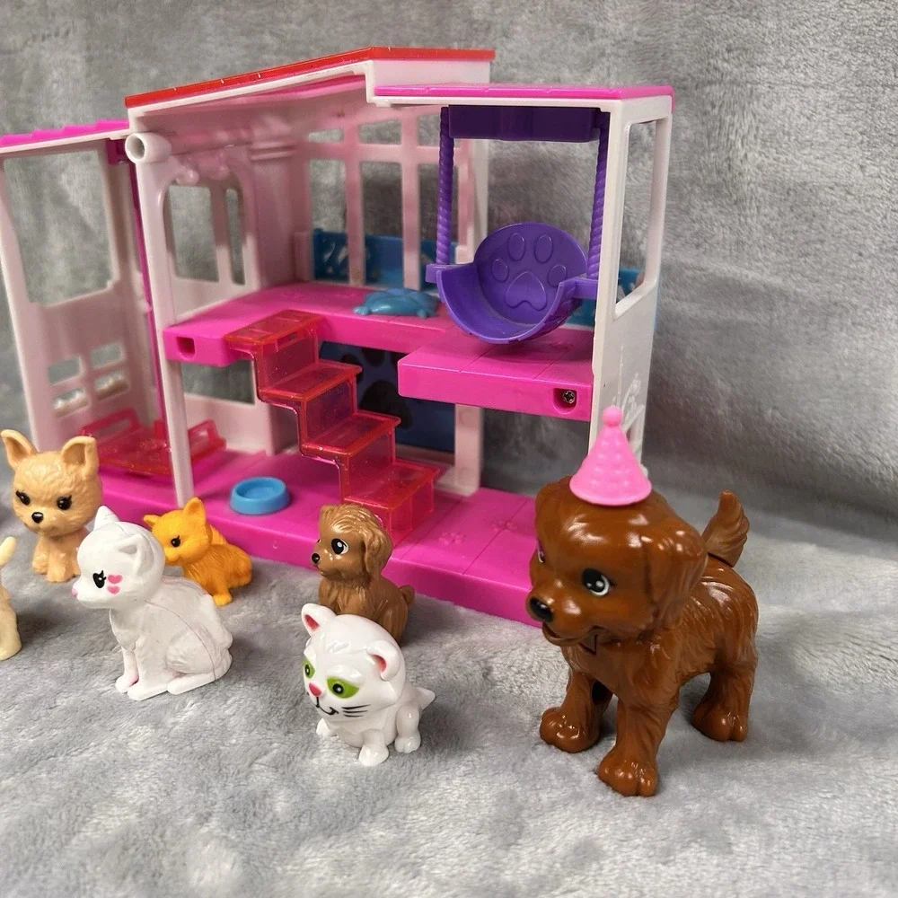 Barbie Pet Dreamhouse Playset Folding 7 Pet‎ Figures Dogs Cats Mattel Lot
